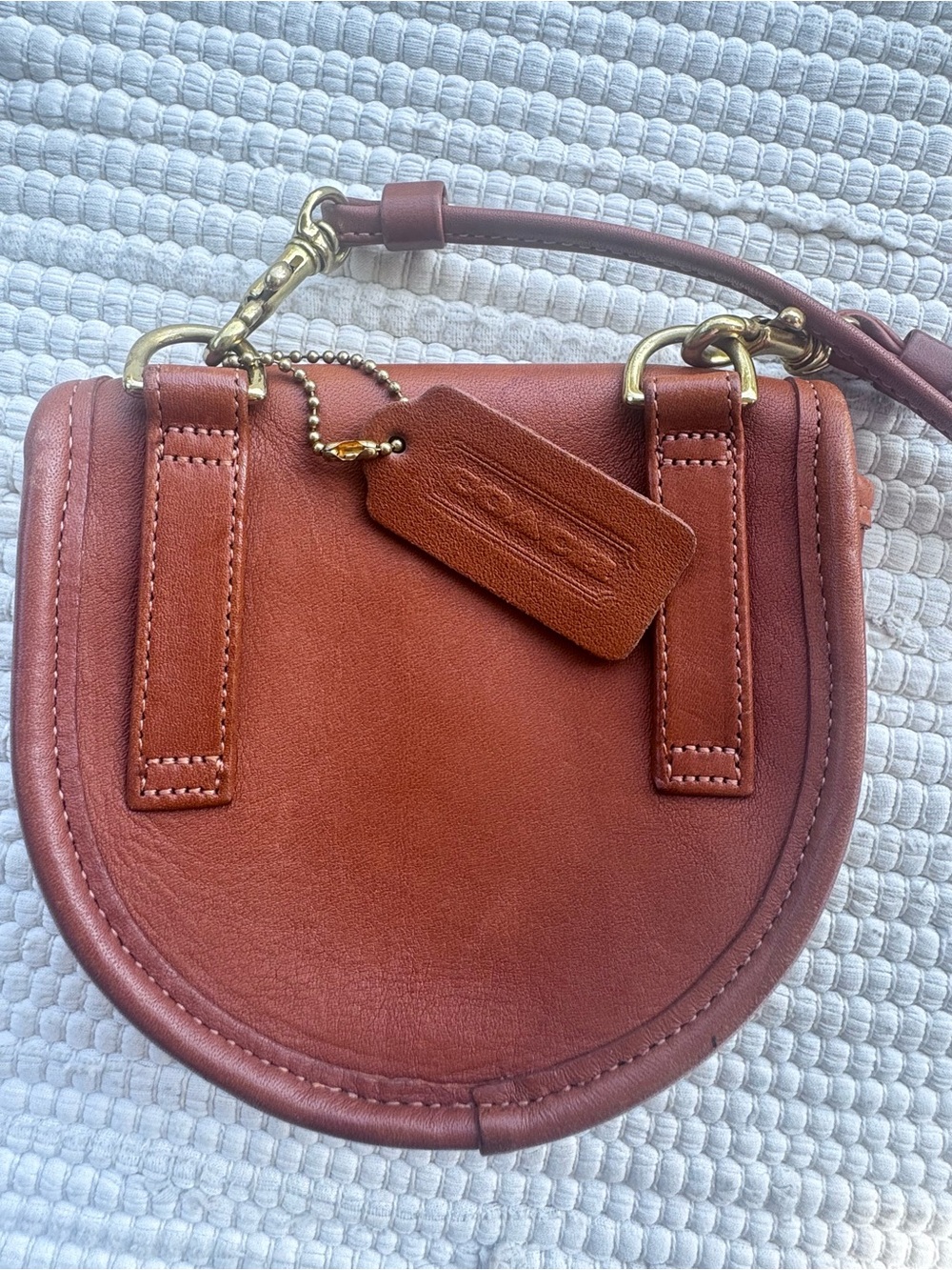 Vintage Coach 9826 Mini Belt Bag British Tan Leather Crossbody 90s - Picture 11 of 14